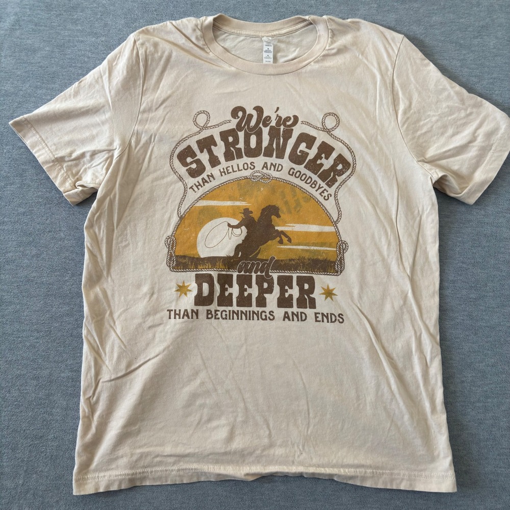Bella Canvas Western Cowboy Graphic Tee Cream Mens XL Stronger Than Goodbyes